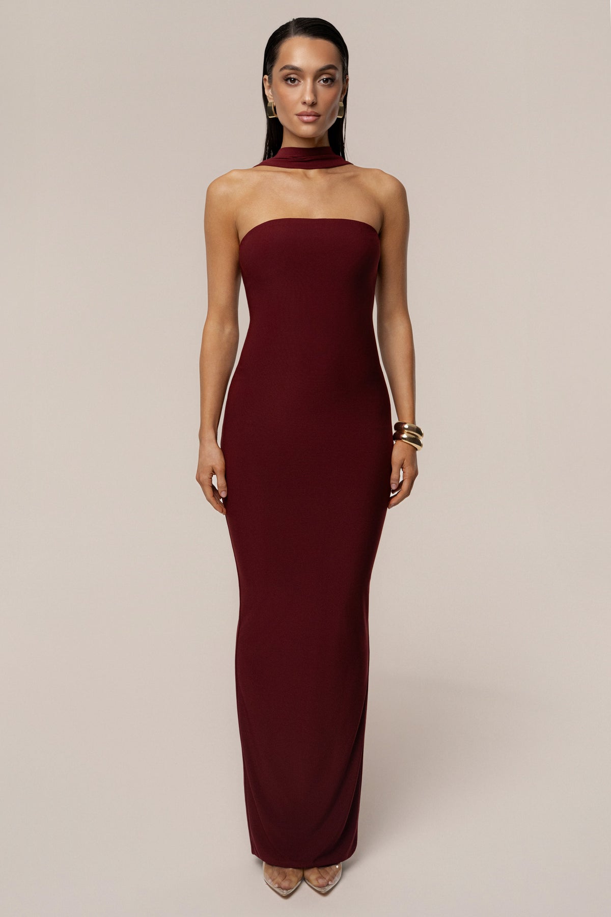 Burgundy Night Rose Maxi Dress