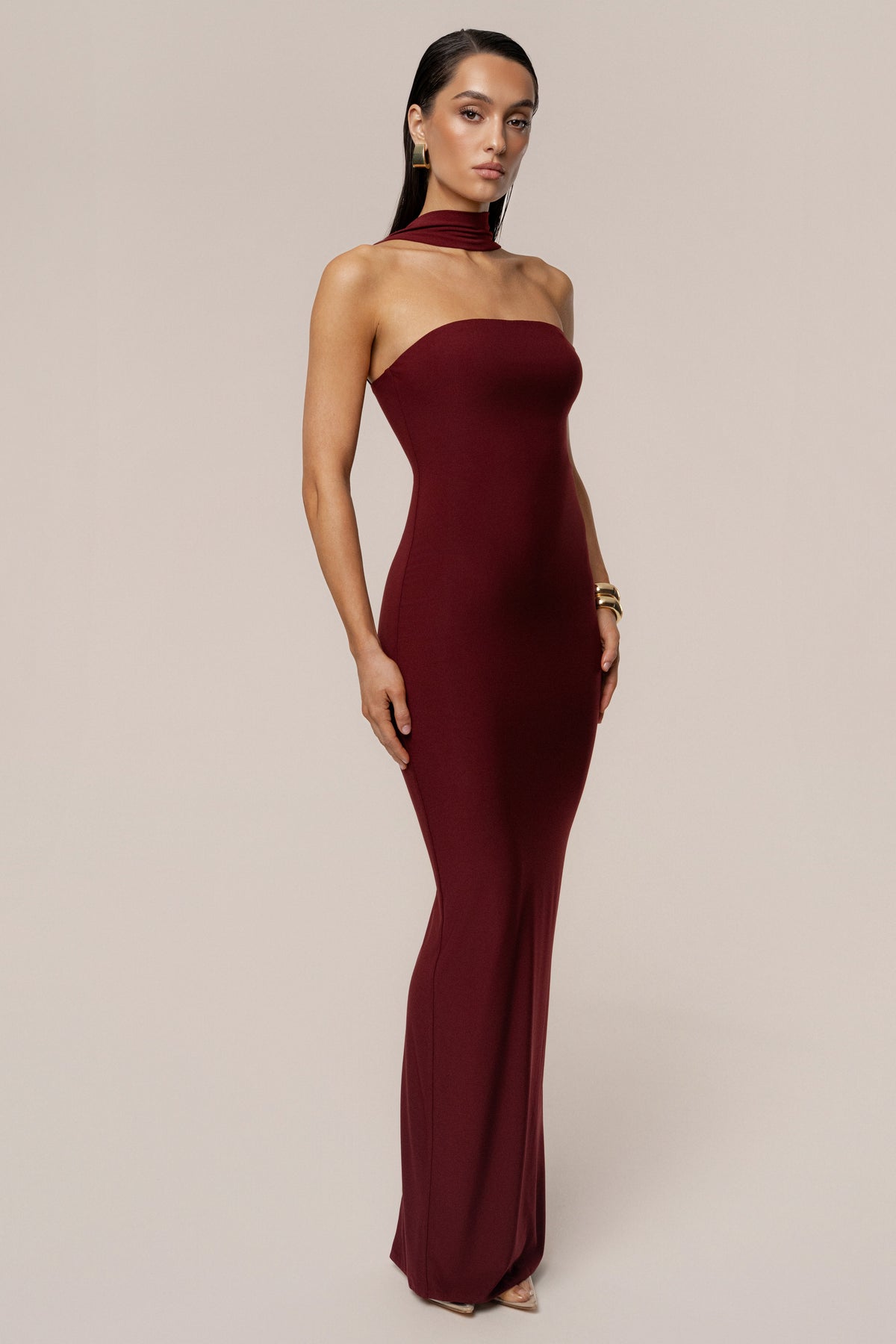 Burgundy Night Rose Maxi Dress