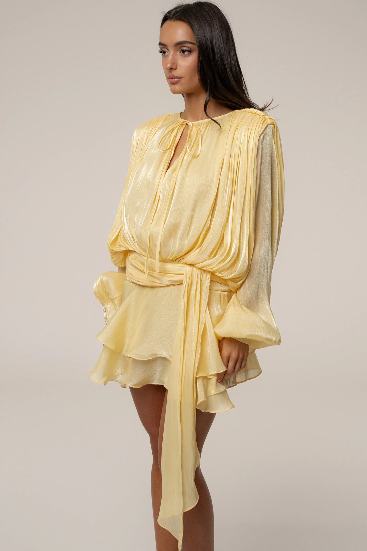 Yellow Pure Glow Draped Mini Dress