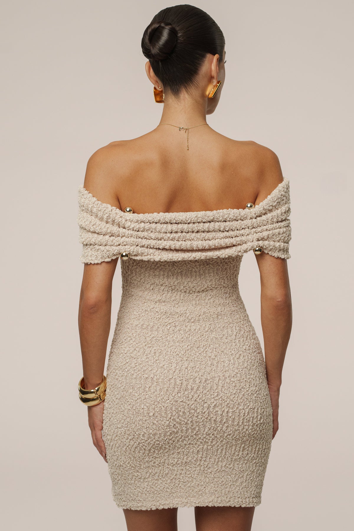 Beige Pour Over Mini Dress