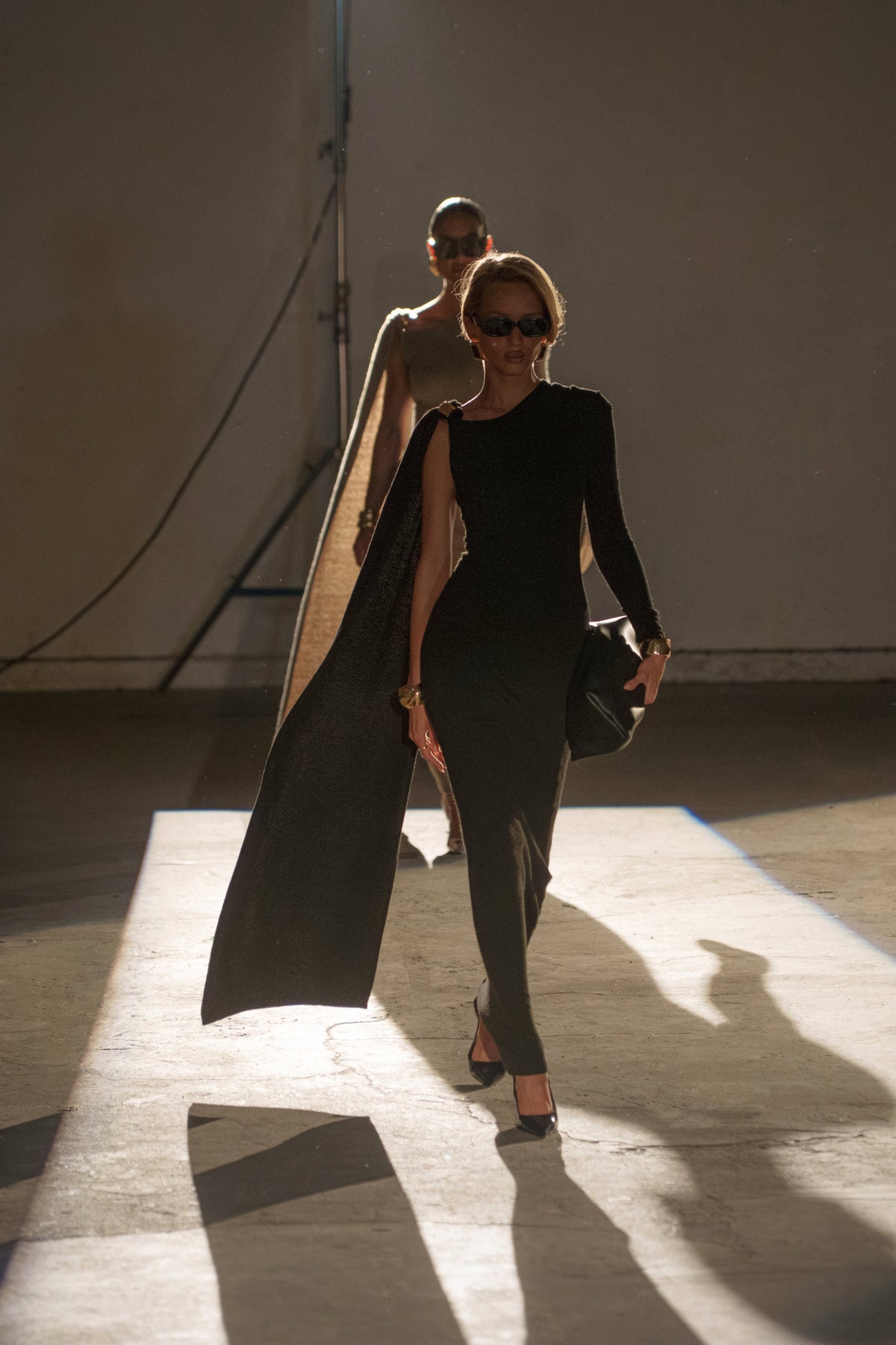 Black Aniza Drape Maxi Dress